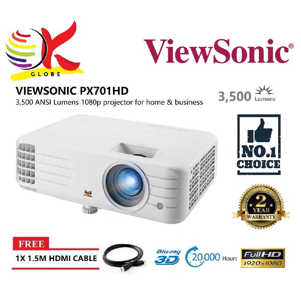 VIEWSONIC PX701HD 3,500 ANSI LUMENS PROJECTOR RESOLUTION 1920x1080