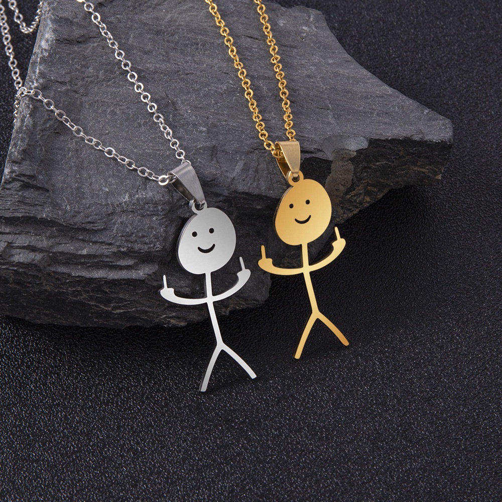 Funny Doodle Necklace funny graffiti stainless steel necklace middle