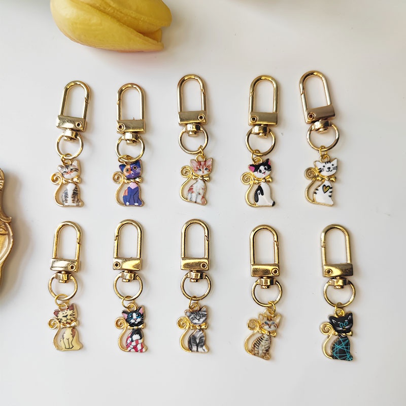 Cat Keychain For Girl Creative Small Gifts Ins Metal Jewelry Pearl ...
