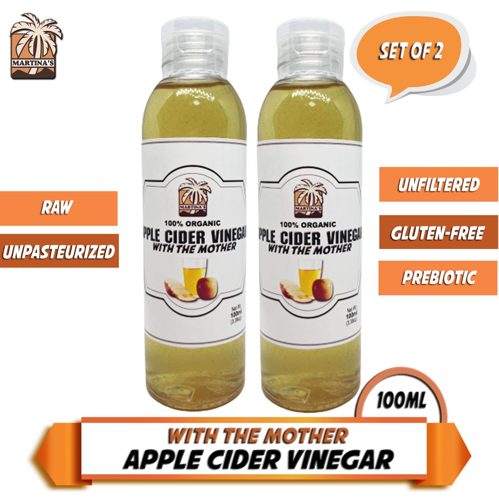 Martina's Apple Cider Vinegar With The Mother (2 X 100ml Bottle) Rich in Enzymes & Potassium