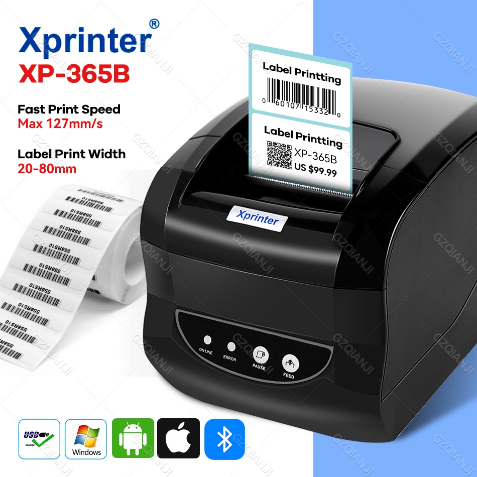 Xprinter 3 inch XP365B Label Receipt Printer USB Bluetooth Thermal