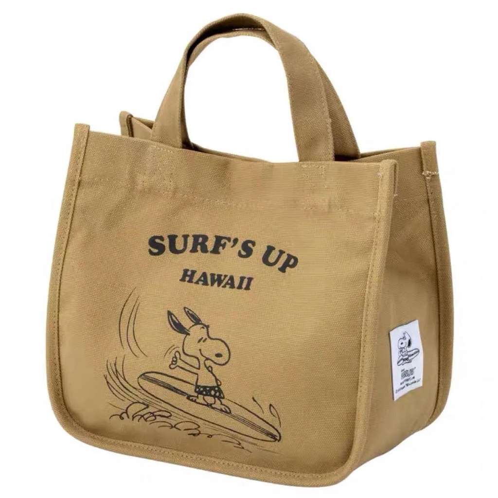 Snoopy Lunch Box Bag Canvas Handbag Large Capacity Bento Bag Waterproof ...
