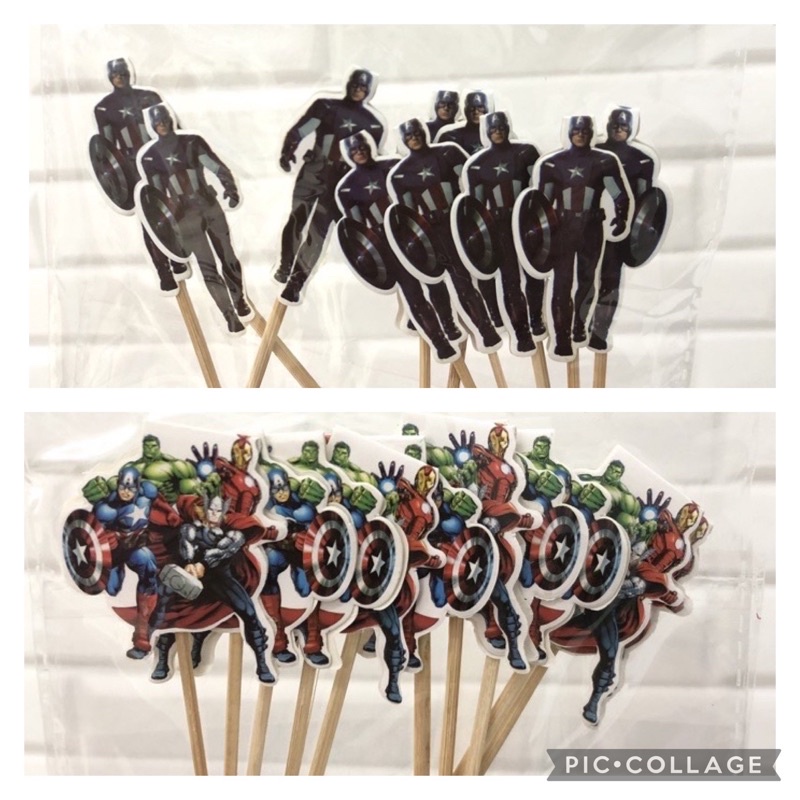 10pcs Avengers Theme Toothpick Cake Topper for Birthday Party Set ...