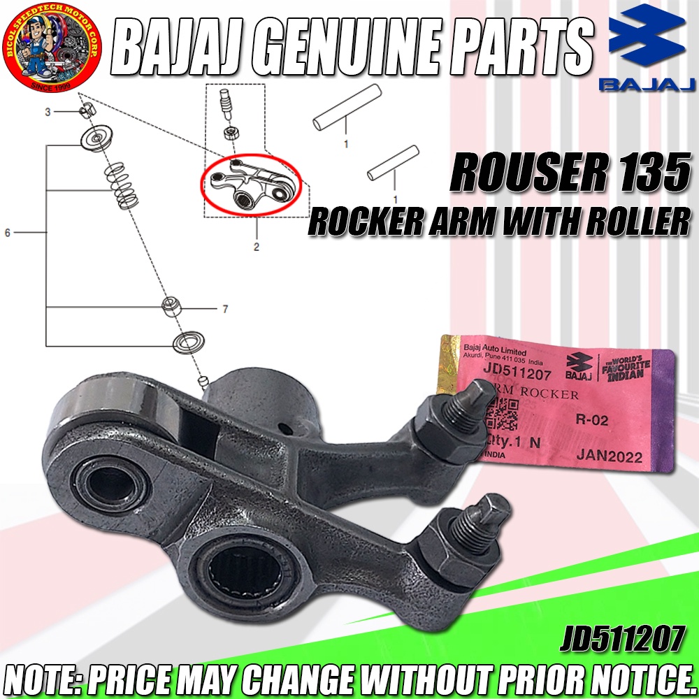 ROUSER 135 ROCKER ARM WITH ROLLER (KMC) (Genuine JD511207) Shopee