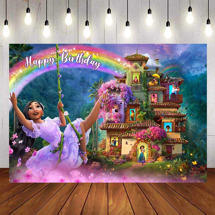 Pink Fairy Garden Birthday Backdrop - 6x4 Ft Flower Fairy Banner With Ribbon For Girls Party Decor