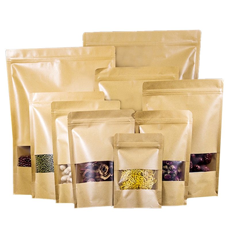 50 PCS Brown Kraft Paper Stand Up Pouch with ziplock | Shopee Philippines