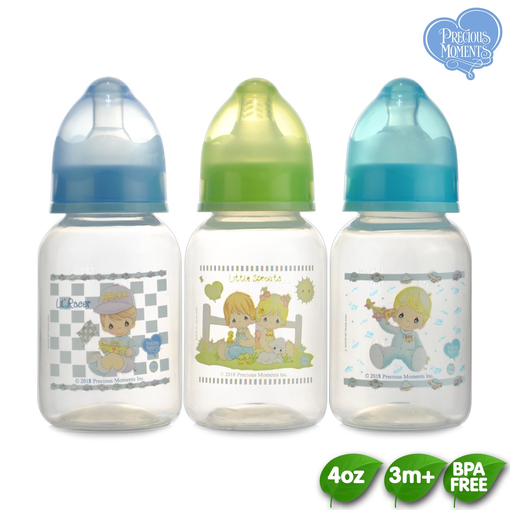 Precious Moments 4oz Clear Feeding Bottle Set of 3 , Baby bottle for
