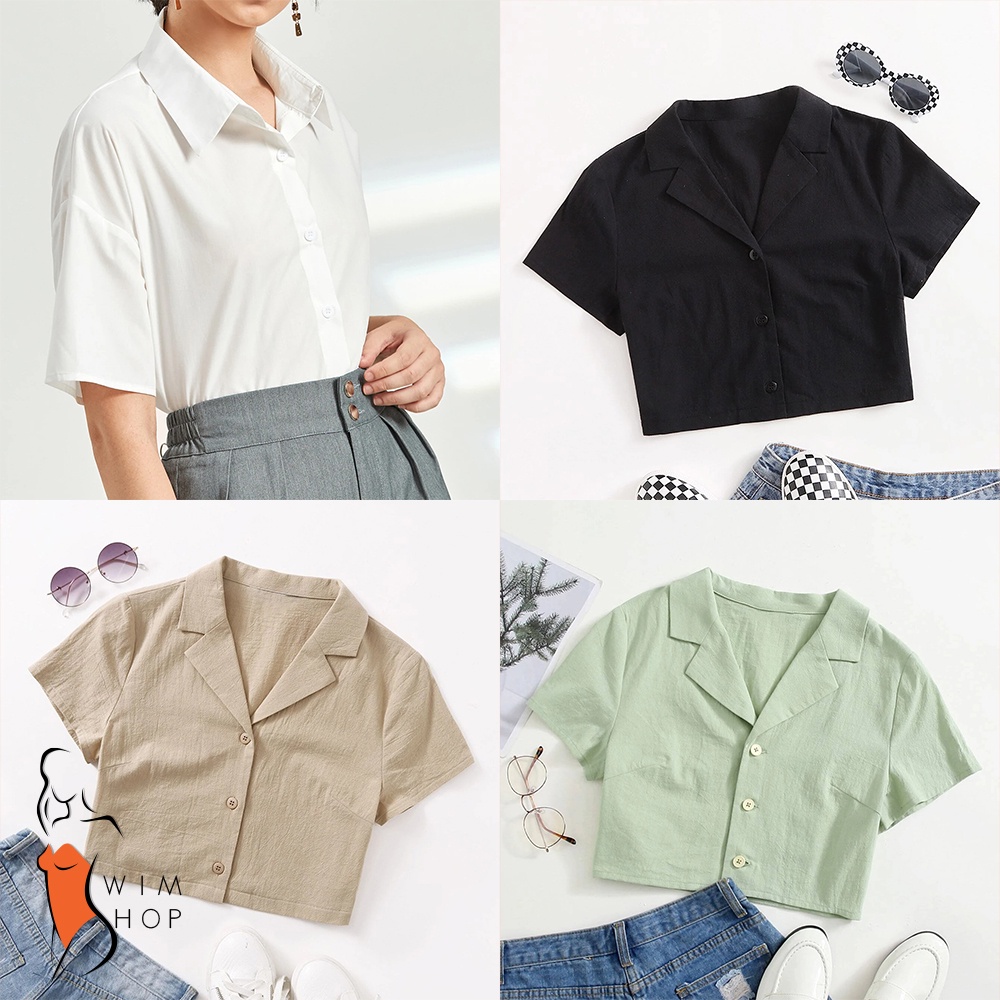 Button down 2025 polo crop top