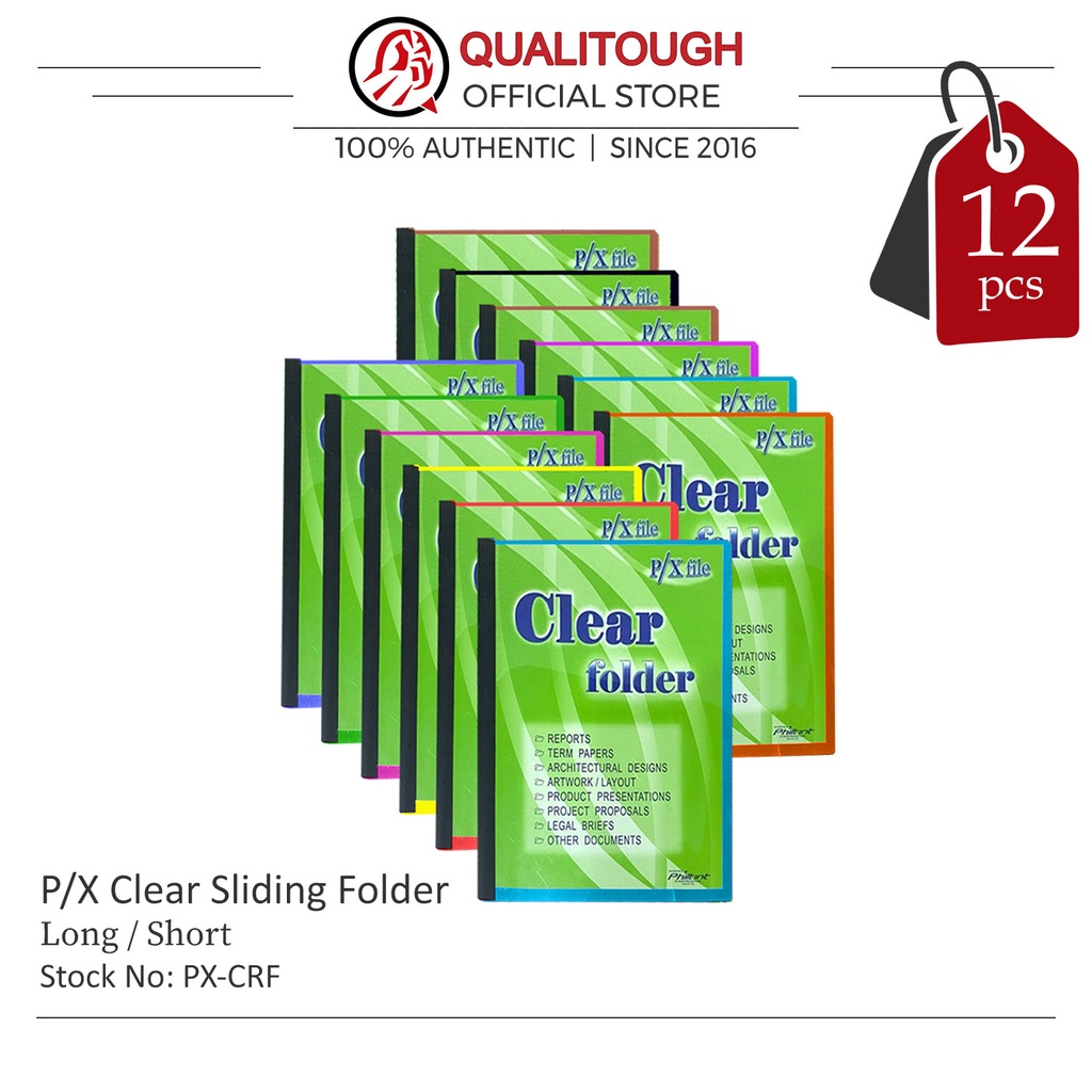 12pcs P/X Clear Sliding Folder – Long and Short [PX-CRF] | Office ...