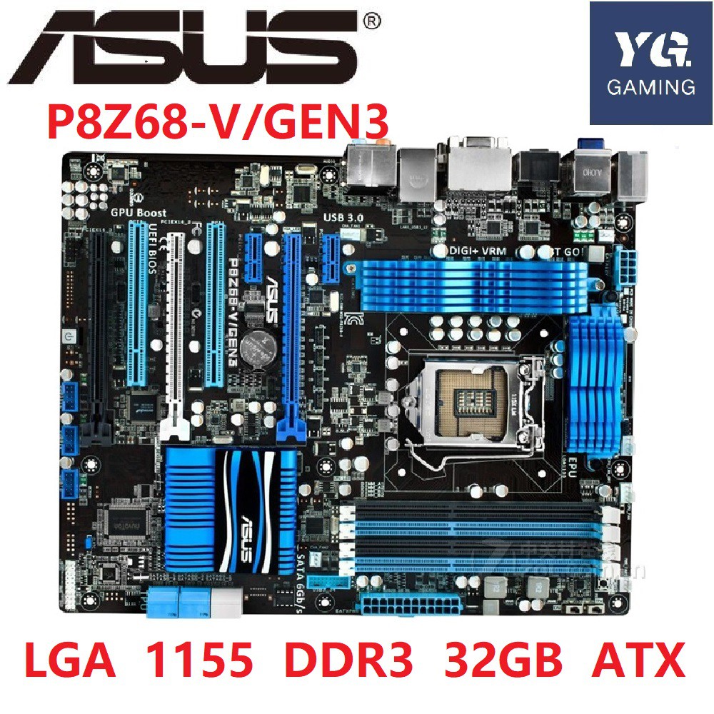Asus P8Z68-V Pro/GEN3 Desktop Motherboard Z68 Socket LGA 1155 DDR3 32G ATX  UEFI BIOS Original Used