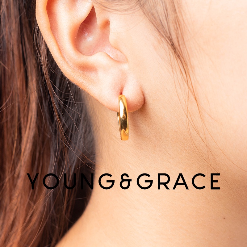 Young & Grace 24k Gold Plated Simple Glossy Hoop Earrings Small Loop ...