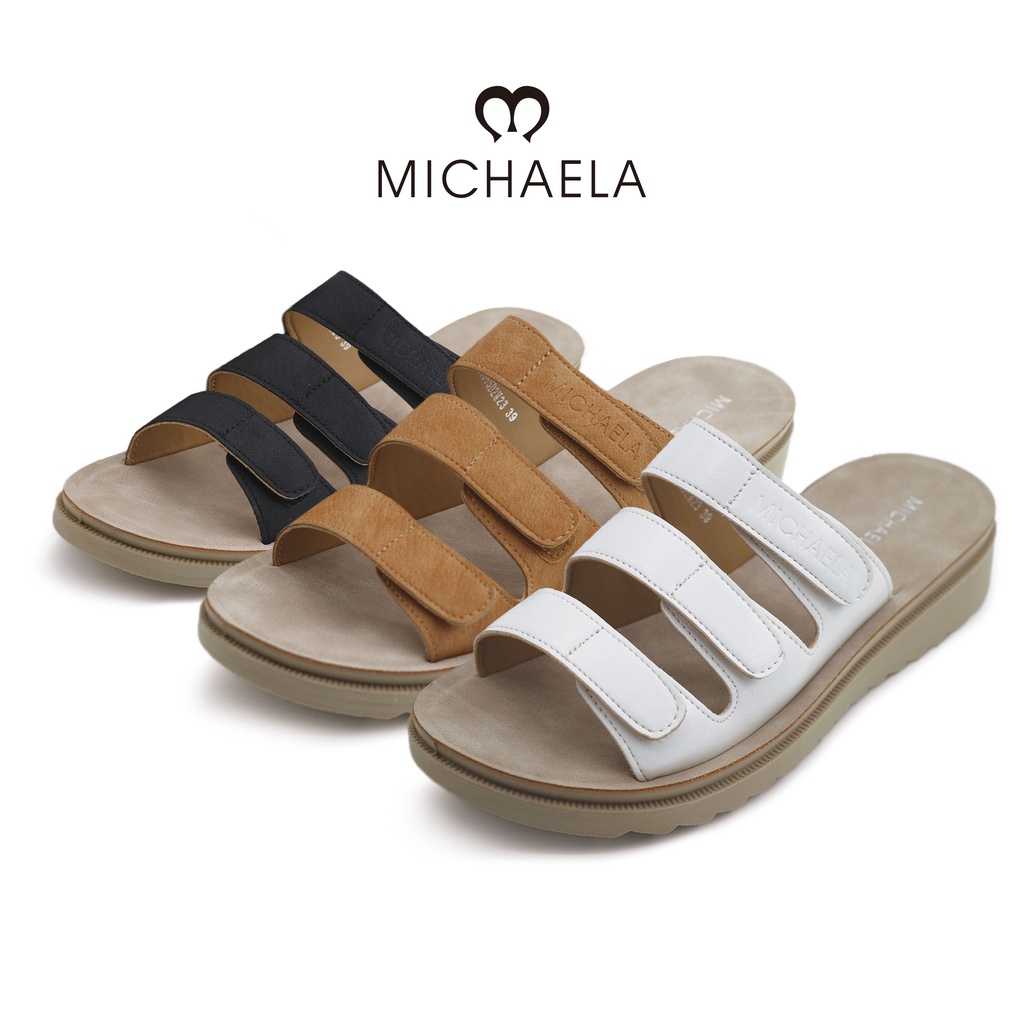 MICHAELA Slippers for Women Adjustable Velcro Summer Flat Sandals Slip ...