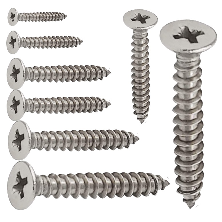 6 x 3/8 11/4 inches Stainless Metal Screw Flathead SS Wood Screw