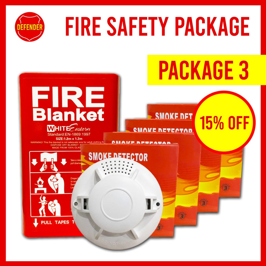 buk9 Package Fire Extinguisher Fire Blanket Smoke Detector Alarm Fire