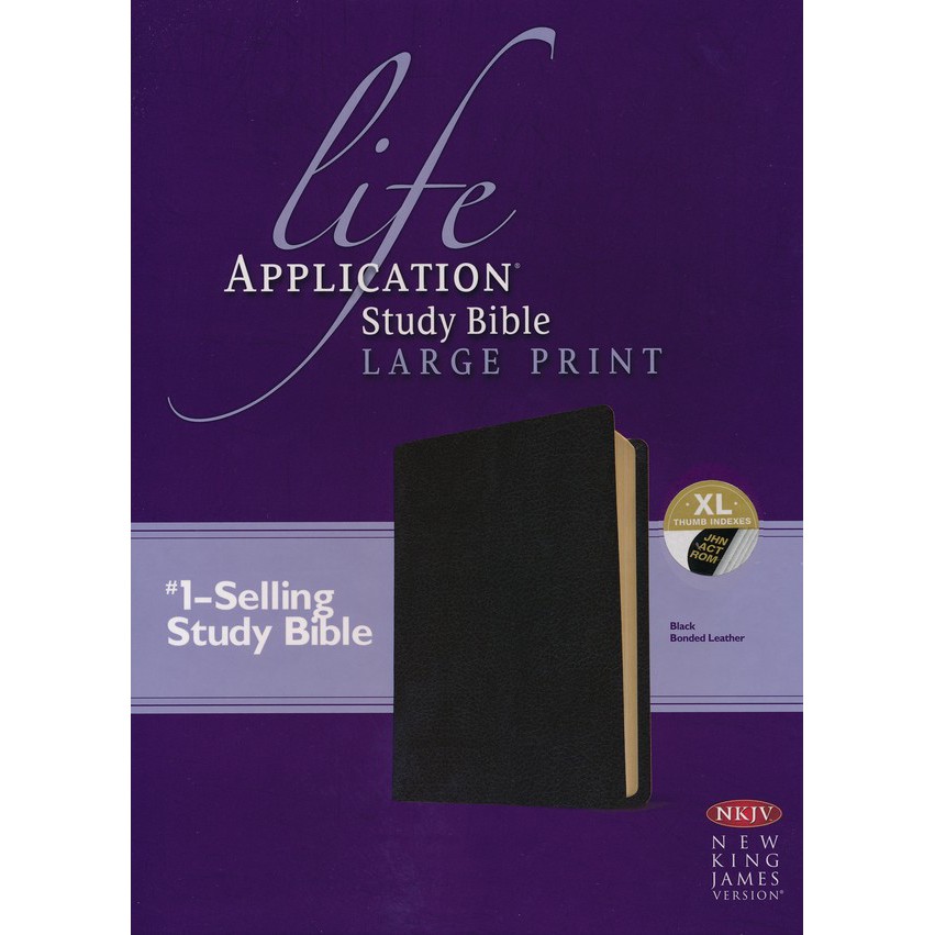 NKJV Bible Life Application Study Bible Large Print Black Bonded ...