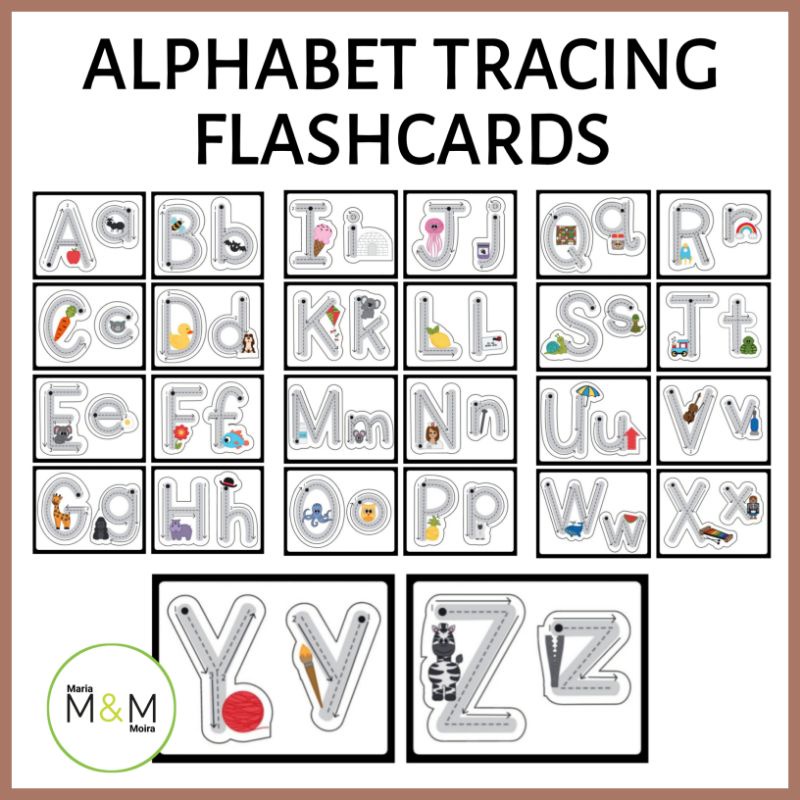 Alphabet Tracing Flashcards, 26pcs A-Z Laminated Flashcards ...