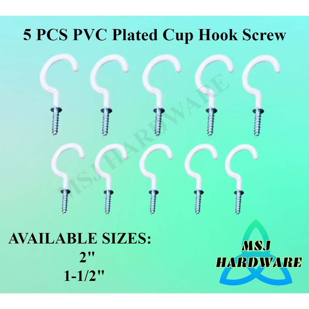 MSJ2372 5 PCS OF PVC Plated Cup Hook Screw Shopee Philippines