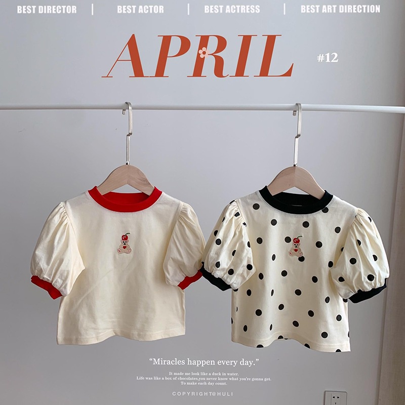 Ready Stock Kids Girl Tops Baby Girls Tshirt Girl's Polka Dot Top