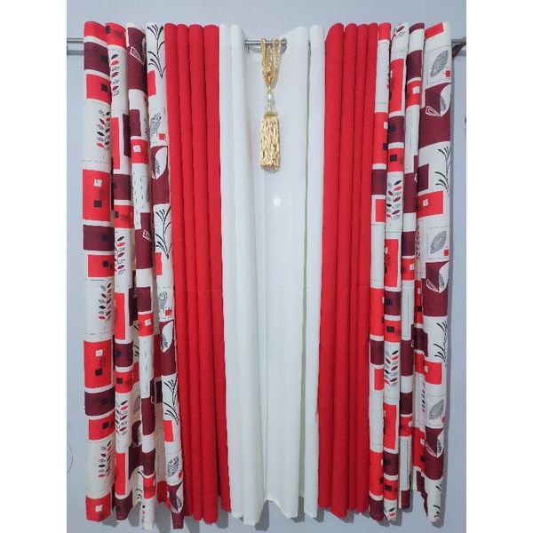 Fern Square Red Curtain Sold Per pc | Shopee Philippines