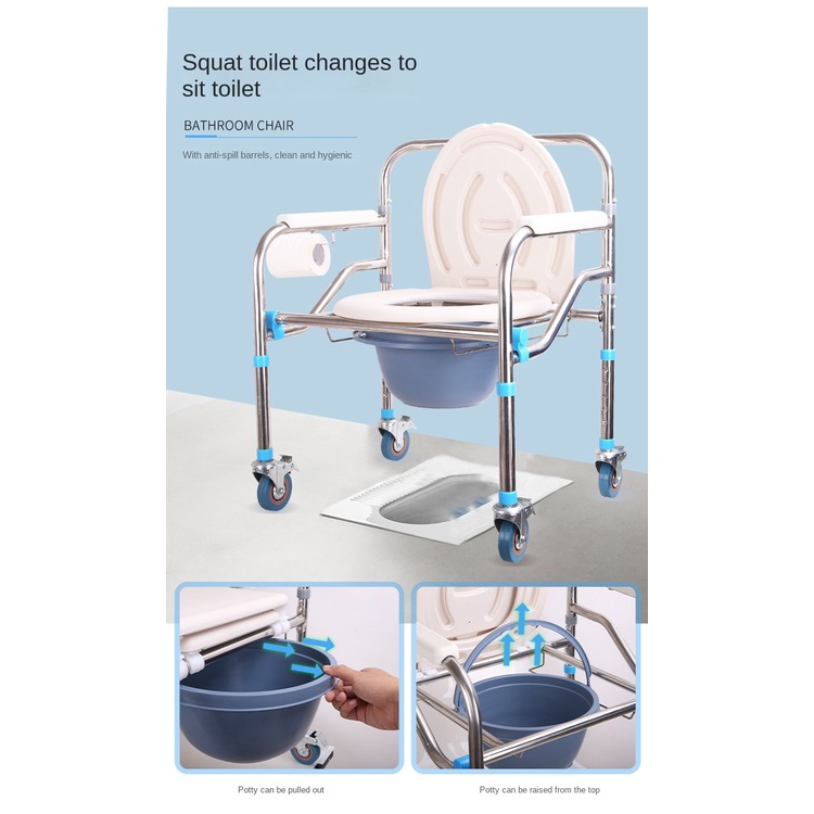 Elderly wheelchair toilet chair pregnant woman disabled mobile toilet