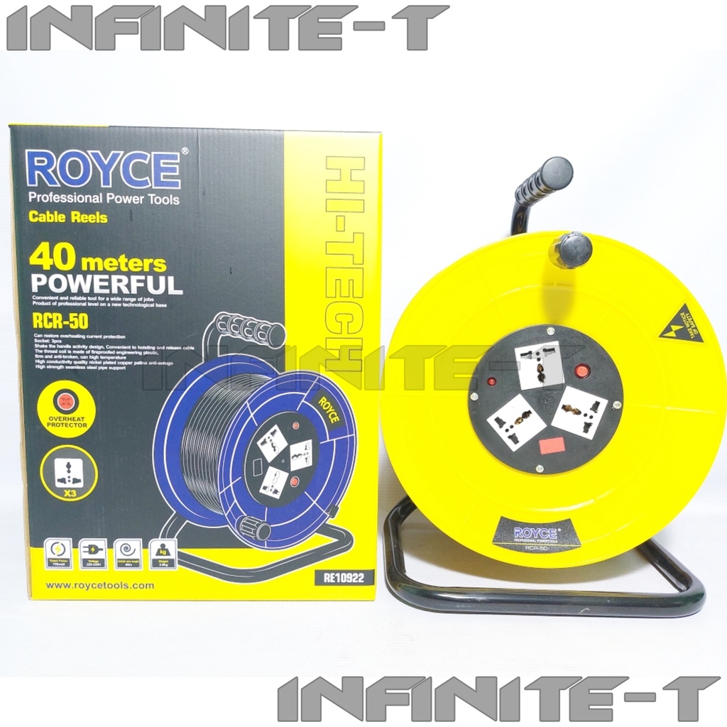 Royce Cable Reels/Extension Cord 40 Meters RE10922 (3 Socket) | Shopee ...