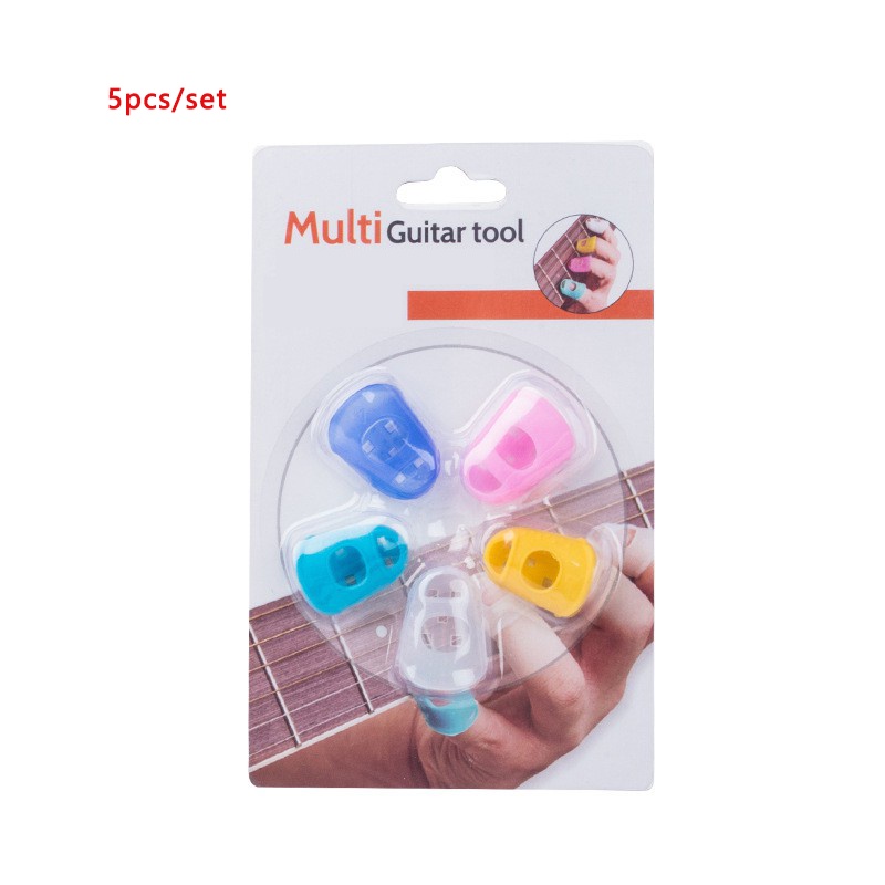 5Pcs/set Guitar Thumb Picks Finger Cap Protective Finger Cot Elastic