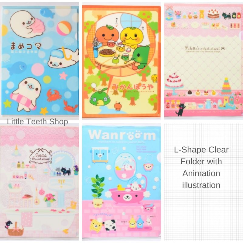 San-X L Shape A4 clear file folder with cute animation illustration ...