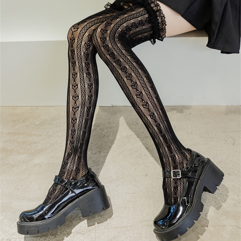 Lace Lolita High Tube Thigh Knee Socks/ Female Cute Long Tube Love Lace ...