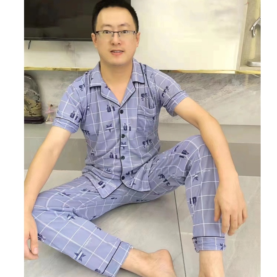 CAND Men’s Cotton Sleepwear Terno Pajama Set Size M/L/XL/XXL Shopee