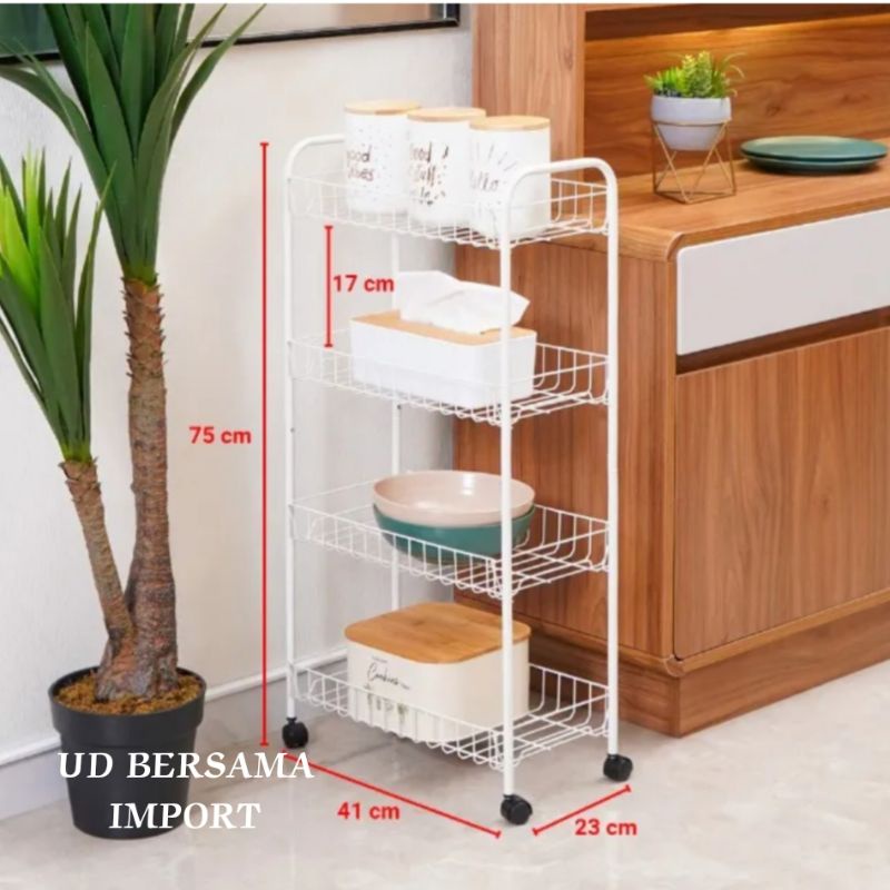 Krishome stora Multi-Purpose Trolley Rack 4 Layers Storage Trolley ...