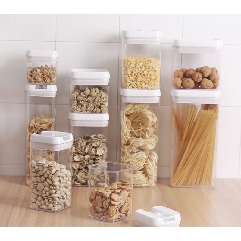 White Airtight Food Storage Canister Watertight Bpa Plastic container ...