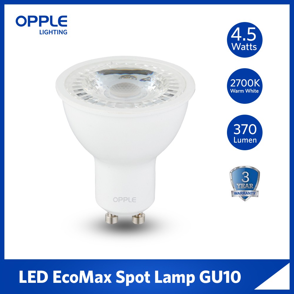 OPPLE LED EcoMax GU10 4.5 6Watts Warmwhite Daylight Indoor light Bulb Light Shopee Philippines