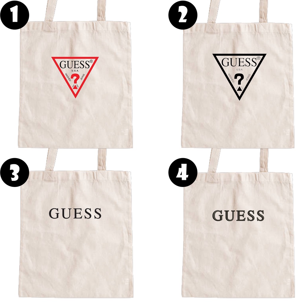 Guess canvas tote bag clearance