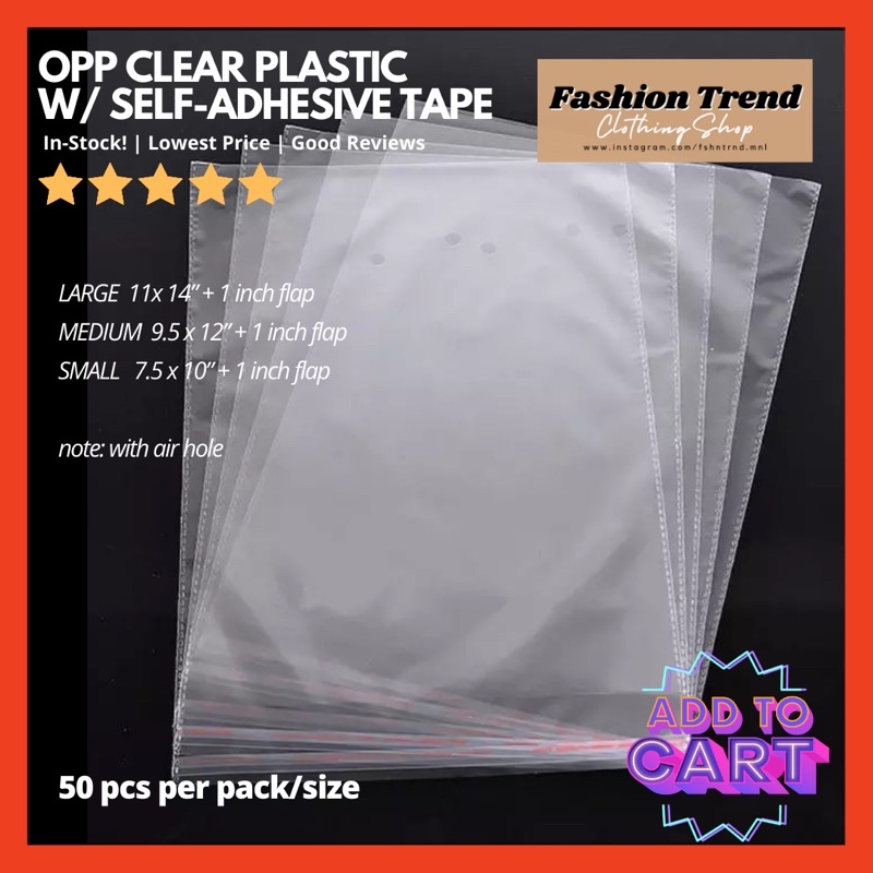 CLEAR OPP PLASTICS W/ SELF-ADHESIVE TAPE (with airhole) | Shopee ...