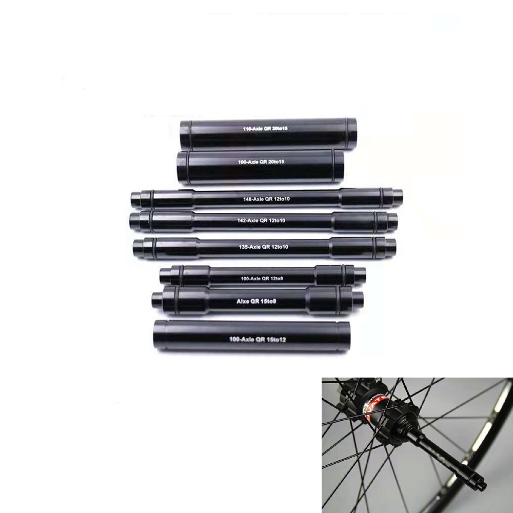 Mountain road bike hub axle conversion 12 to 9mm / 10mm, 15 to 9 / 12mm, 20 to 15mm, quick