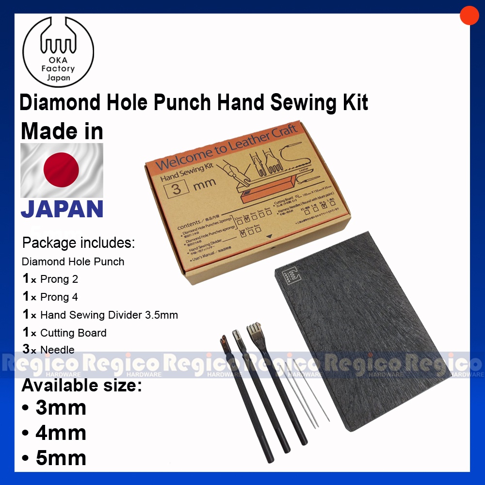 Oka Diamond Hole Punch Set Hand Sewing Kit Made in Japan Leather craft