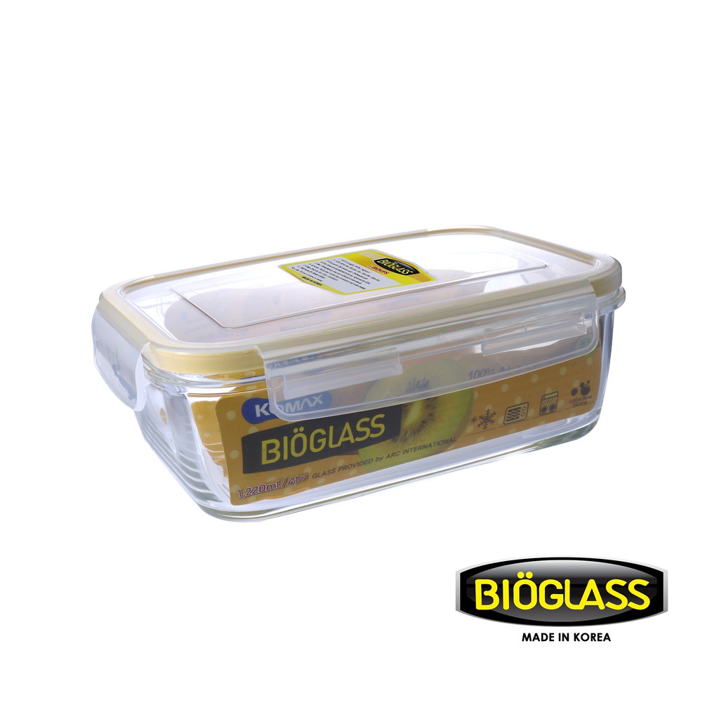 Bioglass Rectangular Food Keeper 1220ml | Tempered Glass | Airtight and ...