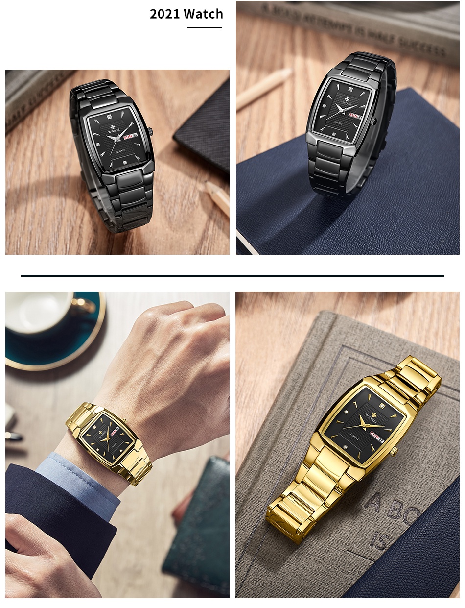 Wwoor Design Square Watches Men Top Brand Luxury Business Quartz ...