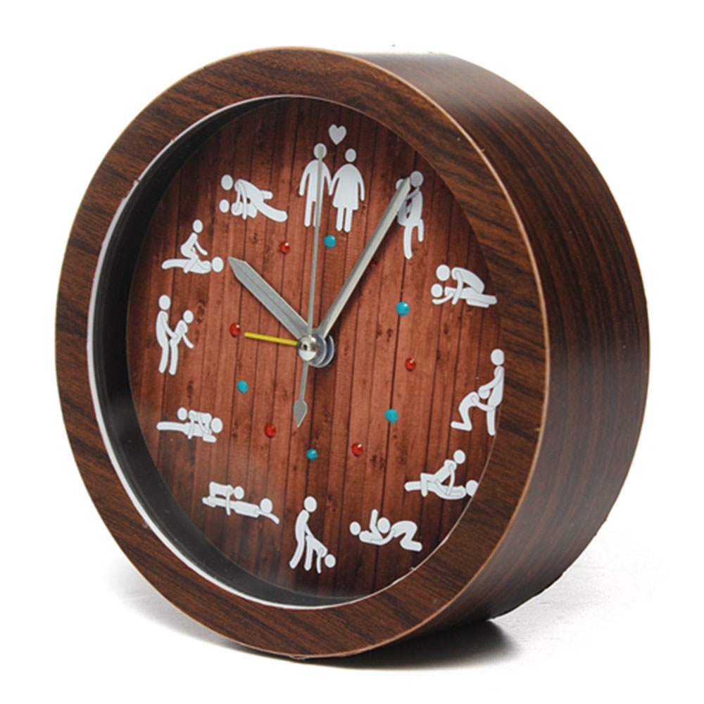 Novelty Sex Posture Clock Adult Bedroom Fun Decor Table Clock Wooden