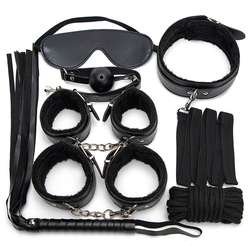 [privacy Delivery]7pcs Sexy Plush Bdsm Set Sex Bondage Kits Sex Games For Couples Exotic