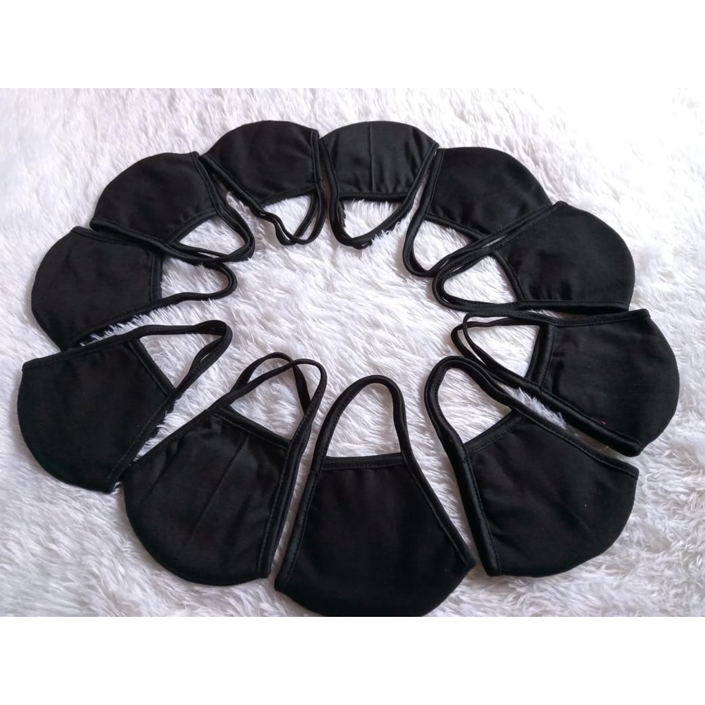 HITAM Plain Black Mask 3 ply / Adult 6 Pairs | Shopee Philippines