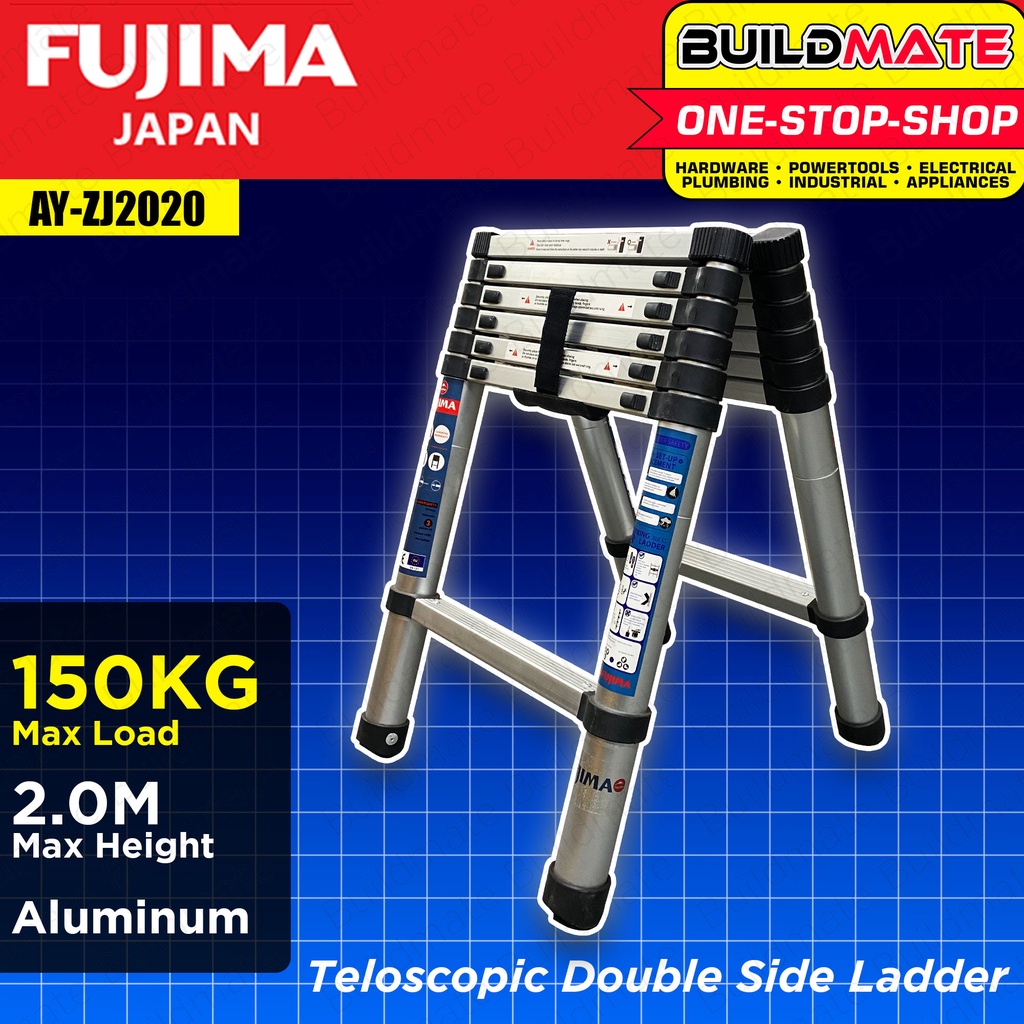FUJIMA JAPAN Telescopic Double Side Ladder Aluminum 2 meters AY-ZJ2020 ...