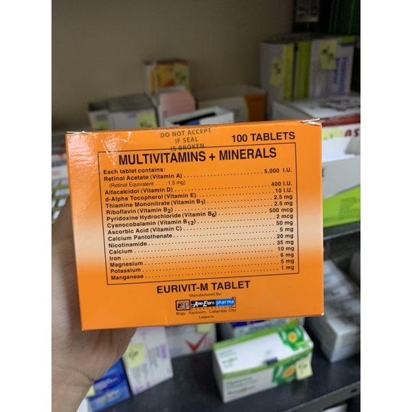 EURIVIT, MULTIVITAMINS MINERALS 100 TABLETS Shopee Philippines