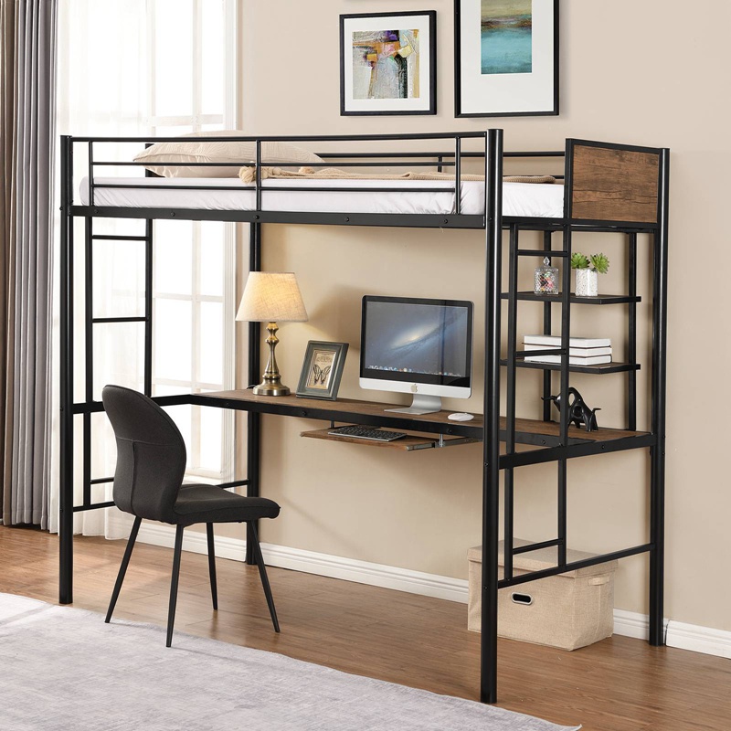 Loft Bed With Desk And Shelf Room Saving Household Space Furniture For ...