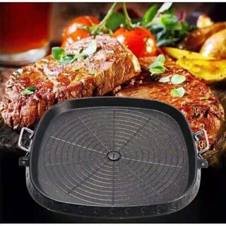 Inquiry (UPIT) Sanri Korean Barbecue Pan, Induction Compatible, Non-Stick Coating, Samgyopsal, Grill Pan