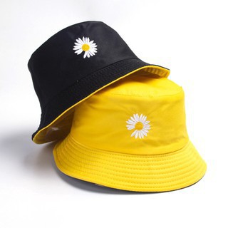 Unisex Reversible Bucket Hat Daisy Sunflower Embroidered Wide Brim ...