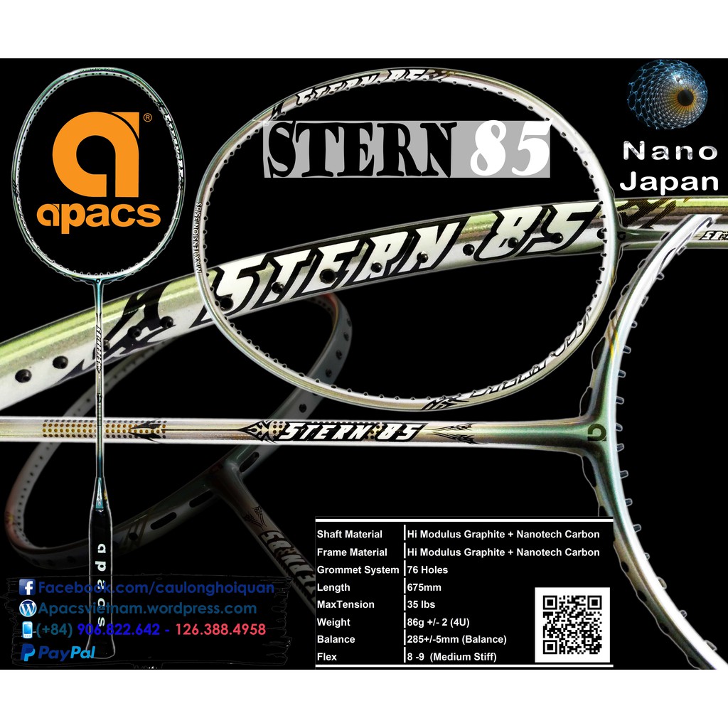 Apacs Stern 85 - 4U badminton racket - shiny chrome body | Shopee ...
