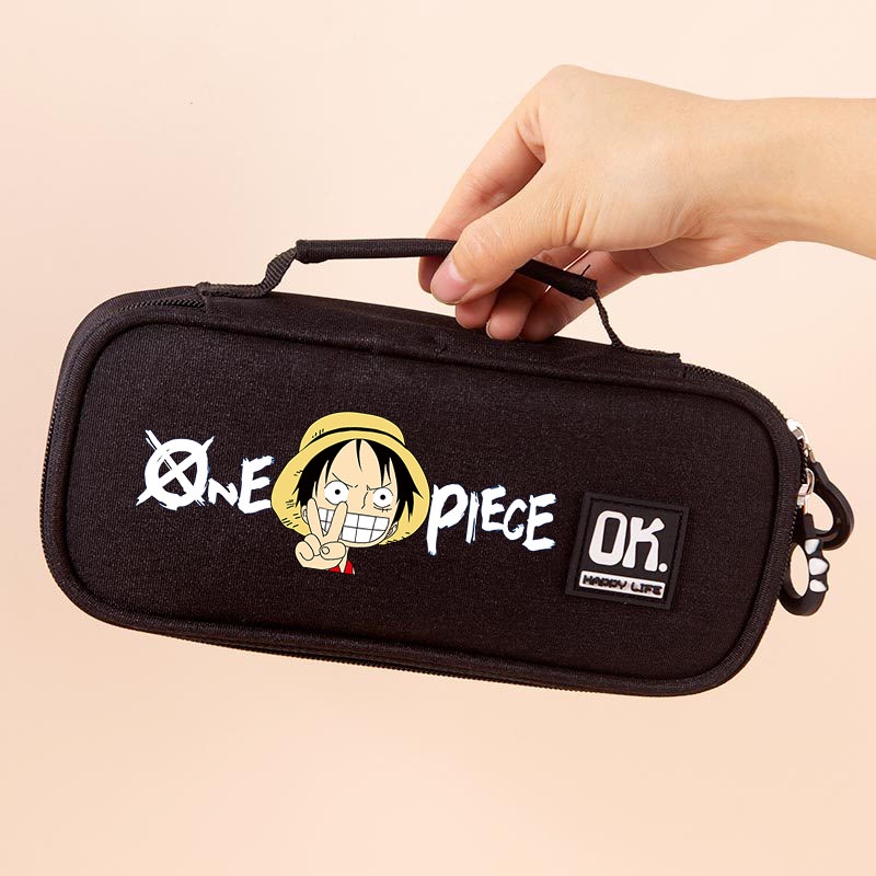 Cute Pencil Case Multilayer Anime Cartoon One Piece Pencil Case Pen Bag Boys Girls Student