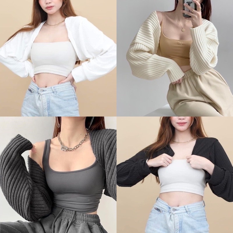Kit Knitted Blazzer Cardigan Crop Top For Women Shopee Philippines