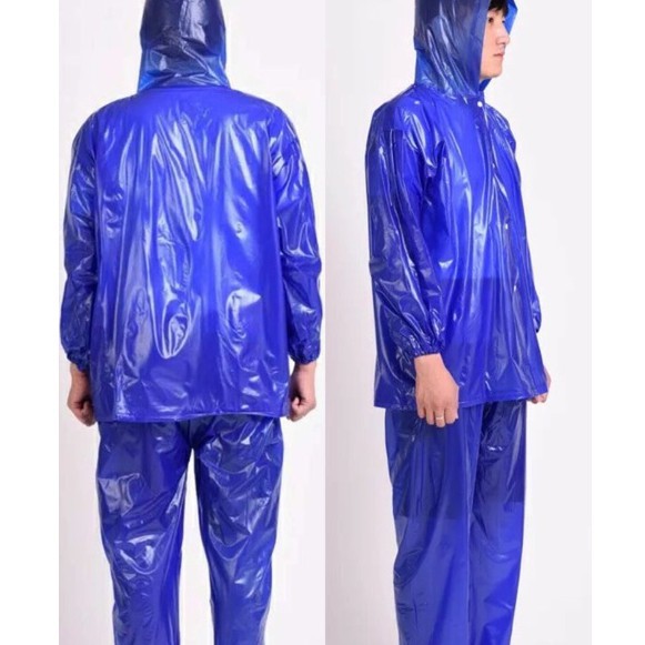 【Spot goods】 Blue Terno Set Waterproof Raincoat Kapote Motorcycle Rain ...